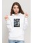 Tomb Raider Lara Croft Baskılı Beyaz Kadın Örme Kapşonlu Sweatshirt Uzun Kol 1