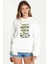 I Am Not Alcoholic Baskılı Beyaz Kadın Örme Kapşonlu Sweatshirt Uzun Kol 1