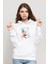 Marilyn Monroe Baskılı Kadın Örme Kapüşonlu Beyaz Sweatshirt Uzun Kol 1