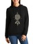 Dreamcatcher Pusula Baskılı Siyah Kadın Örme Kapşonlu Sweatshirt Uzun Kol 1