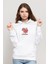 Mechanical Engineering Logo Baskılı Beyaz Kadın Örme Kapşonlu Sweatshirt Uzun Kol 1