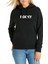 Rocky Baskılı Siyah Kadın Örme Kapşonlu Sweatshirt Uzun Kol 1