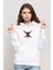 Pirates Of Caribbean Kurukafa Cpt Sparrow Baskılı Beyaz Kadın Örme Kapşonlu Sweatshirt Uzun Kol 1