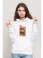 Beatles Yellow Submarıne Baskılı Beyaz Kadın Örme Kapşonlu Sweatshirt Uzun Kol 1