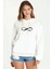 Sonsuzluk Love Black Baskılı Beyaz Kadın Örme Kapşonlu Sweatshirt Uzun Kol 1