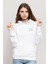 Watercolor Sparrow Blue Birds Baskılı Kadın Örme Kapüşonlu Beyaz Sweatshirt Uzun Kol 1