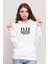 Stanger Things Bisiklet Arka Dönük Baskılı Kadın Örme Kapüşonlu Beyaz Sweatshirt Uzun Kol 1