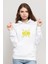 Winner Ak 47 Baskılı Beyaz Kadın Örme Kapşonlu Sweatshirt Uzun Kol 1