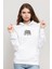 Mandala Çizim Asya Fili Boyama Baskılı Beyaz Kadın Örme Kapşonlu Sweatshirt Uzun Kol 1