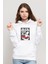 Black Mirror Blocked Baskılı Beyaz Kadın Örme Kapşonlu Sweatshirt Uzun Kol 1