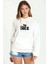 The Boss Baskılı Beyaz Kadın Örme Kapşonlu Sweatshirt Uzun Kol 1