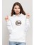 The Strokes Baskılı Beyaz Kadın Örme Kapşonlu Sweatshirt Uzun Kol 1