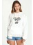 Daft Punk Helmet & Yazi Baskılı Beyaz Kadın Örme Kapşonlu Sweatshirt Uzun Kol 1
