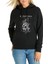 Skull Kurukafa Metal Music Baskılı Siyah Kadın Örme Kapşonlu Sweatshirt Uzun Kol 1