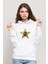 Che Guevara Yıldız Che Baskılı Beyaz Kadın Örme Kapşonlu Sweatshirt Uzun Kol 1