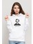 Edgar Allan Poe Baskılı Beyaz Kadın Örme Kapşonlu Sweatshirt Uzun Kol 1