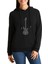 Notalar Gitar Music Baskılı Siyah Kadın Örme Kapşonlu Sweatshirt Uzun Kol 1