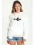 Doctor Who Logo Baskılı Beyaz Kadın Örme Kapşonlu Sweatshirt Uzun Kol 1