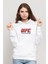 Ufc Ultimate Fighting Championship Logo Baskılı Beyaz Kadın Örme Kapşonlu Sweatshirt Uzun Kol 1