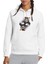Dj Monkey Baskılı Beyaz Kadın Örme Kapşonlu Sweatshirt Uzun Kol 1