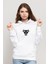 Göktürk Teşkilatı Mahsusa Baskılı Beyaz Kadın Örme Kapşonlu Sweatshirt Uzun Kol 1