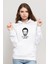 Ouse It's Not Lupus Baskılı Beyaz Kadın Örme Kapşonlu Sweatshirt Uzun Kol 1