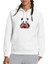 Panda Boks Baskılı Beyaz Kadın Örme Kapşonlu Sweatshirt Uzun Kol 1