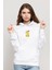 Psyduck Pokemon Saydek Baskılı Beyaz Kadın Örme Kapşonlu Sweatshirt Uzun Kol 1