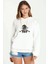 Scool Kurukafa Skereet Baskılı Beyaz Kadın Örme Kapşonlu Sweatshirt Uzun Kol 1