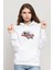 Iron Maıden Number Of The Beast Baskılı Beyaz Kadın Örme Kapşonlu Sweatshirt Uzun Kol 1
