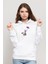 Silhouette Mary Poppins Photographic Baskılı Kadın Örme Kapüşonlu Beyaz Sweatshirt Uzun Kol 1