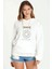 Reinkaos Baskılı Beyaz Kadın Örme Kapşonlu Sweatshirt Uzun Kol 1