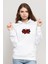 Riot Logo Baskılı Beyaz Kadın Örme Kapşonlu Sweatshirt Uzun Kol 1