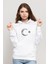 Türkiye Cumhurıyeti Atatürk Baskılı Beyaz Kadın Örme Kapşonlu Sweatshirt Uzun Kol 1