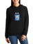 Css Baskılı Siyah Kadın Örme Kapşonlu Sweatshirt Uzun Kol 1