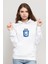 Css Baskılı Beyaz Kadın Örme Kapşonlu Sweatshirt Uzun Kol 1