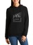 Lets Go Camping Dağ Baskılı Siyah Kadın Örme Kapşonlu Sweatshirt Uzun Kol 1
