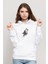Wolf Head Tattoo Images Kurt Baskılı Beyaz Kadın Örme Kapşonlu Sweatshirt Uzun Kol 1
