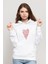 Charles Bukowski Heart Your Life Is Baskılı Beyaz Kadın Örme Kapşonlu Sweatshirt Uzun Kol 1
