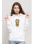 I Am Groot Baskılı Beyaz Kadın Örme Kapşonlu Sweatshirt Uzun Kol 1