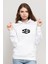 Sf9 Logo Baskılı Beyaz Kadın Örme Kapşonlu Sweatshirt Uzun Kol 1