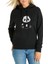 Panda Baskılı Siyah Kadın Örme Kapşonlu Sweatshirt Uzun Kol 1