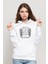Lucifer What Is It That You Really Desire Baskılı Kadın Örme Kapüşonlu Beyaz Sweatshirt Uzun Kol 1
