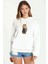 Deniz Aslanı Leopard Jaguar Felidae Aslanlar Baskılı Beyaz Kadın Örme Kapşonlu Sweatshirt Uzun Kol 1