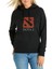 Dota Baskılı Siyah Kadın Örme Kapşonlu Sweatshirt Uzun Kol 1