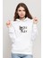 And Key All Keys Lockekey Tt Baskılı Beyaz Kadın Örme Kapşonlu Sweatshirt Uzun Kol 1