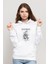 Skull Kurukafa Metal Music Baskılı Beyaz Kadın Örme Kapşonlu Sweatshirt Uzun Kol 1