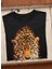 Unisex %100 Pamuk Siyah, Rahat Kalıp, Asi 3D Görünümlü Kaplan, Tiger T-Shirt 3