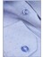 Erkek Koyu Mavi Slim Fit Kendinden Desenli Cepsiz Uzun Kollu Gömlek 3