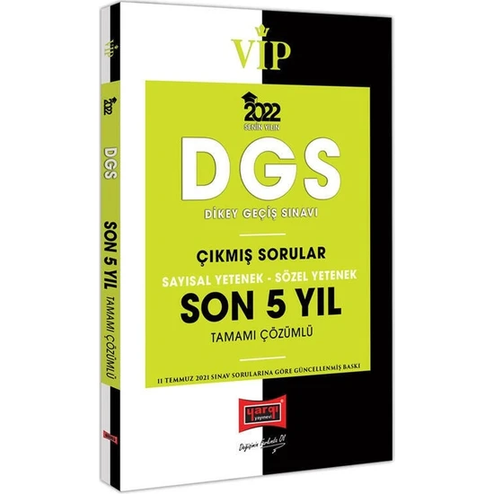 Yargı Yayınevi DGS 2022 VIP Sayısal Yetenek Sözel Yetenek Son 5 Yıl Tamamı Çözümlü Çıkmış Sorular